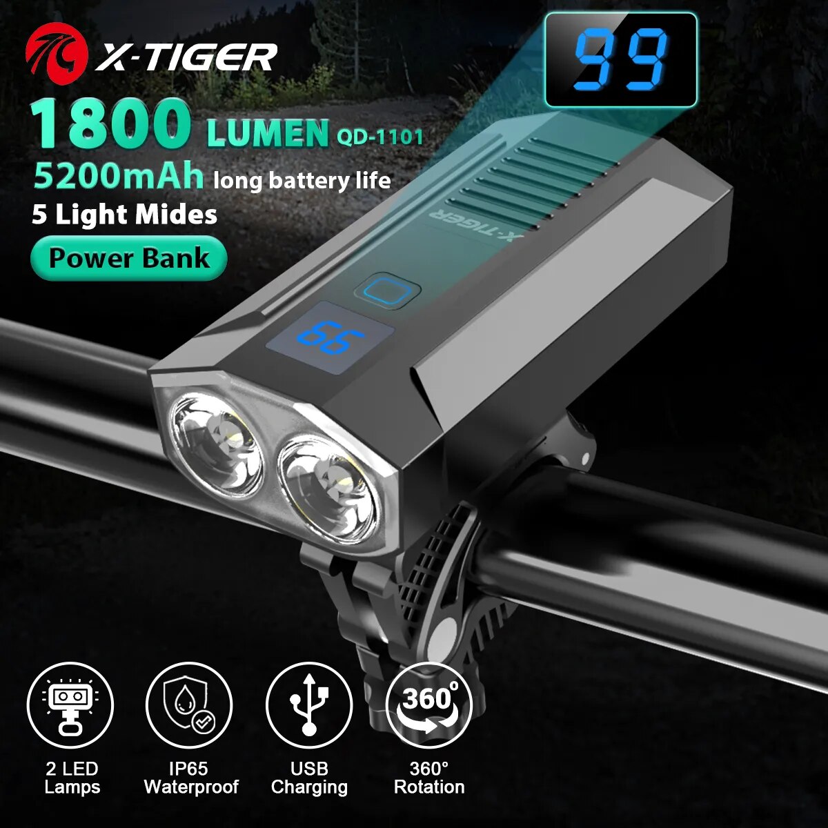 Drone Keh Rc K11 Turbo - X-Tiger ไฟจักรยานโคมไฟจักรยานพร้อมพาวเวอร์แบงค์ LED 5200mAh MTB ไฟฉายจักรยานอุปกรณ์เสริมจักรยาน