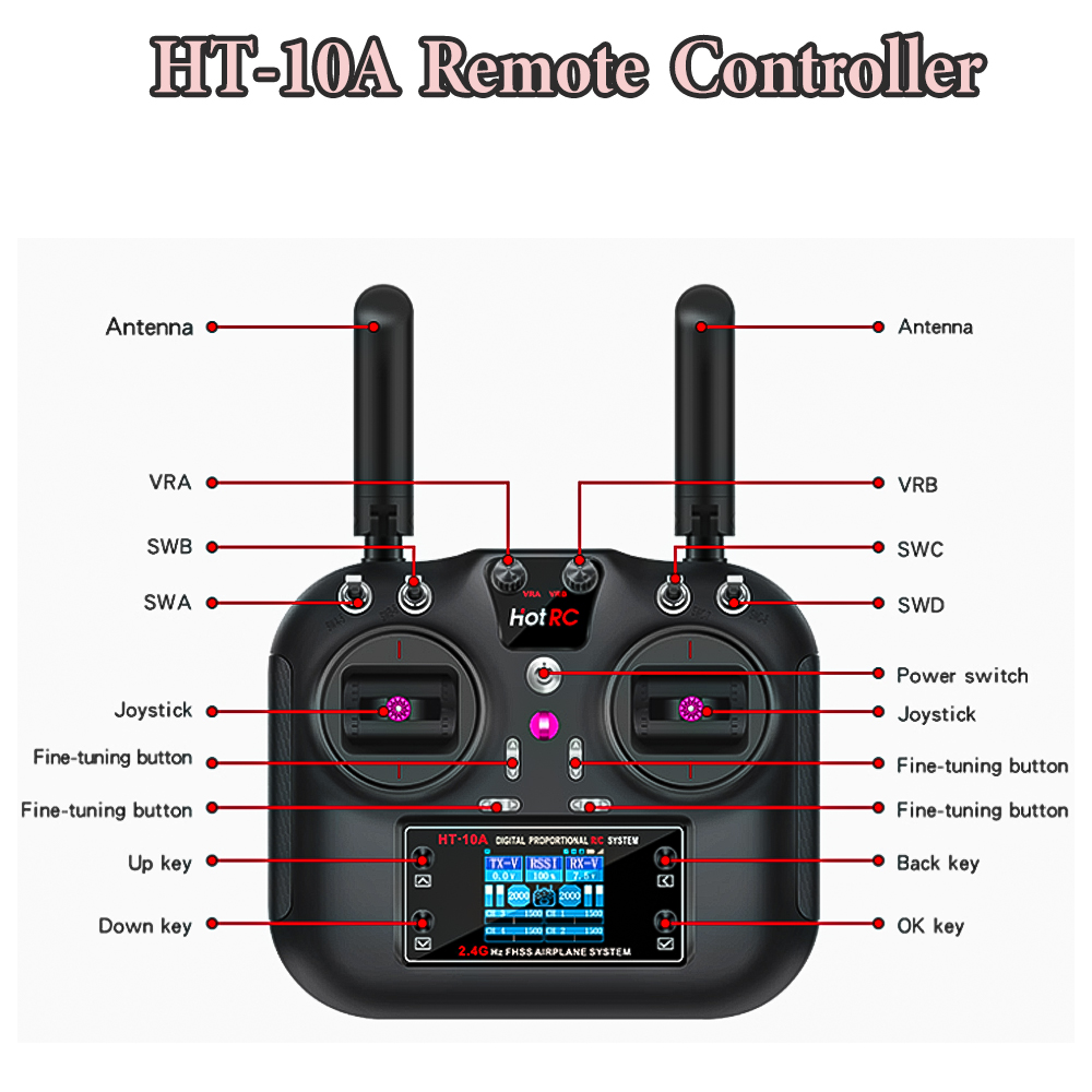 Hotrc HT-10A 2.4G 10CH เครื่อง - Drone Rc Battery บทวิจารณ์และราคา